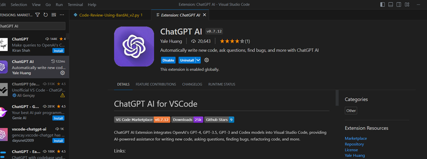 The ChatGPT AI Integration with Visual Studio Code